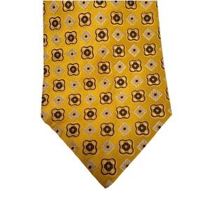 KITON Napoli Woven Neck Tie Deep Gold Foulard Design‎ Silk Made In Italy MINT